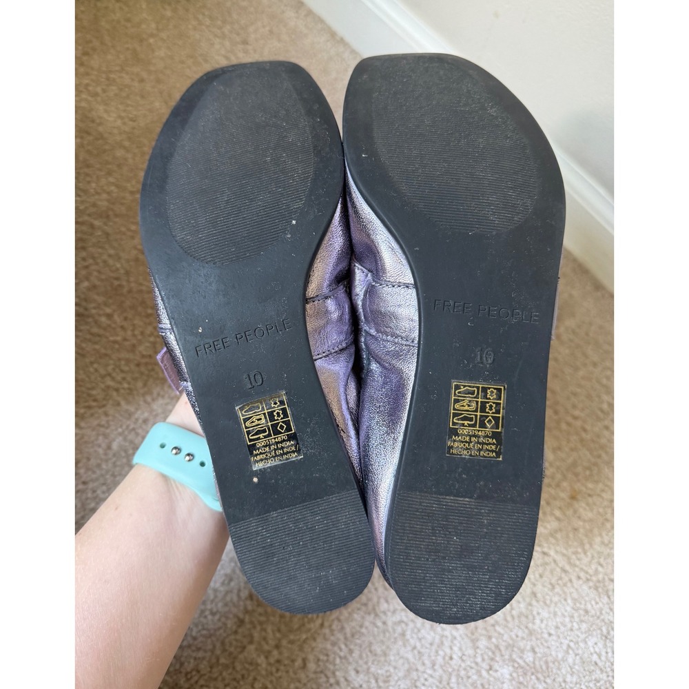 Free People Ballet Flats Ursa Gemini Mary Jane Metallic Lavender Purple 10 - Picture 8 of 11